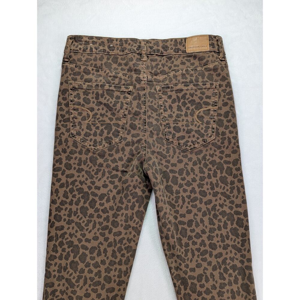 American Eagle Womens Sz 8 Brown Leopard Super High Rise Jegging Stretch Pants - Picture 14 of 15